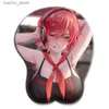 Mouse Pads Wrist Rests Arknights 3D Boobs Mouse Pad Exusiai Kawaii Anime Sexy Ark Mousepad with Wrist 3D Big Oppai Silicone Gel Desk Mat Y240419