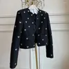 Vestes masculines pour femmes 2024 Brand de mode Tweed Designer O-Neck Mouilles en laine à manches longues Automne Ourrend Vintage Corée
