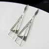 Dangle Earrings FNJ Triangle 925 Silver Original Pure S925 Sterling Drop Earring For Women Jewelry MARCASITE