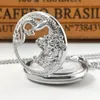 Relógios de bolso Half Hollow Silver Dragon Design Homens Mulheres Assistem Cadeia Cool Relógio Crianças Presente