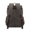 Backpack Fashion Men's Vintage Waxed Canvas Leather School Bag Men Travel Large Capacity Laptop