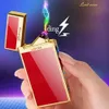 New Longsound Metal Windproof Pulse Dual Arc Electric Lighter LED Power Display USB Charging Touch Sensor Lighter Unusual Gifts