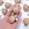 10st Natural Beech Wood Pacifier Chain Dummy Holder Clips 30mm Round träglipp matklass Baby Teether Chew Toys 240407