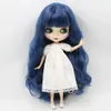 長い波状の深い青い髪をしたブライスヌード人形丸帯30 cmのジョイントボディマットフェイスDIY BJD Toys No.280BL6221 240409