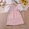 Girl's Dresses Humor Bear Girls Dress Summer Puff Sleeve Floarl Printed Children Sweet Dress Ball Grown Party Toddler Princess Dress for 0-4Y d240423