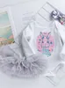 Easter New Bunny Girl Clothing for Infants and Young Children Long Sleeved Cartoon Egg Sweetheart Gray TUTUTU Skirt Set