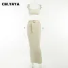 cm.yaya متماسكة النساء مضلعات قطع الخصر midi maxi بدلة التنورة الطويلة وشارع Tank Top Street مطابقة اثنين من قطعتين فستان الزي 240403