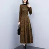 Casual Dresses Printed Dress Long Sleeve Maxi With A-line Silhouette Pockets For Autumn Winter Women's Fashion
