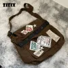 Tassen Y2K Messenger Bag Brown Old School Style Star Patch Canvas Studenten School Bags Street Cool Vintege Cross Body Book Bags College