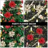 Kwiaty dekoracyjne 24pcs poinsettia świąteczna sztuczne świąteczne drzewo ozdoby kwiatowe realistyczne kwiatowe bukiet girland
