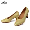 Dance Shoes Ladingwu Light Golden Flash Cloth Slip-on Closed Toe Ballroom Indoor Soft Bottom Salsa Zapatos Baile Mujer Latino