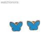 Pendientes de diseñador originales de Vancelfe para mujeres Pendientes de diseño blanco Natural Fritillaria Pendientes de mariposa Pendientes Azules Azules con logotipo