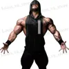 Erkek Tişörtler Erkek Yaz Salonu Gömlek Strt Hooded Slveless T-Shirts Adam Tank Tops Egzersiz Singlets Sport Suskepleyiciler Yelek Giyim T240419