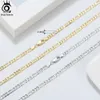 Pendant Necklaces ORSA JEWELS Handmade Italian 3.3mm Diamond-Cut Figaro Chain Necklace 18K Gold over 925 Sterling Silver Men Woman Jewelry SC34 240419