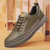 Sapatos casuais da moda de couro genuíno masculino, sola grossa de montanhismo externo, esportes brancos simples