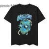 2024 High Street Trendy Half Sleeve Boys Glasses Alien Letter Print Casual Loose Short T-shirt