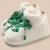 Zapatos informales 2024 Mujeres Furry Botas de nieve sin deslizar el fondo espeso del algodón de peluche cálido para la hembra suave de piel suave plataforma de tobillo gran tamaño