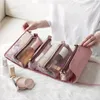 Kosmetiska väskor 4 i 1 Beauty Zipper Borstar Lipstick Storage Makeup Bag Mesh Fall för kvinnor Portabla resor toalettartiklar