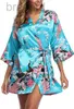 Salon de sommeil pour femmes en satin de soie femme mariage bridemaid robe sexy grue imprimable peignoir court long kimono robe robe robe robe robe de chambre femelle d240419