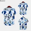 Herren lässige Hemden 2024 Hawaii Stil Männer Trend Roseabdruck Kurzarm Tops Man Holiday Männliche Strandhemd Bluse Streetwear