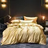 Bedding Sets High-Quality Satin Set Solid Color Silky Smoothness Quilt Cover Single Double Twin King Size Duvet