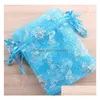 Smyckespåsar, väskor 9x12 Butterfly Pouch Christmas Gift DString Bag Wedding Mix Drop Delivery Packing Display DH13E