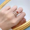 Pierścienie klastrowe Springlady 925 Srebrne srebrne 4 6 mm gruszki rubinowe diamenty z wysokim węglowym węglowym Diamenty Piękne biżuterię Pierścień serpentynowy dla kobiet