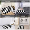 Checkered Black And White Polyester Doormat Rug carpet Mat Footpad Non-slip Washable Corridor Kitchen Bedroom balcony toilet 240418