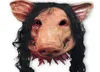 1pc Halloween Maske Scary Cosplay Kostüm Latex Holiday Supplies Neuheit Halloween Maske Säge Schweinekopf Scary Masken mit Haar4450138