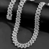 Hip Hop 14 mm Prong Cubain Link Chain Collier Bracelet Iced Out Bling Cuban Chain Rhingestone Chains For Men Punk Jewelry JIANDRY 240323