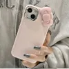 Cep Telefon Kılıfları Sevimli 3D Pembe Yay Yumuşak Silikon Telefon Kılıfı iPhone 15 14 13 12 11 Pro Max Xr Düz Renk Şok Kapağı Funda J240418