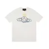 Westwood Empress Dowager Vivienne Saturn Graffiti broderi Tryck Löst avslappnad kortärmad t-shirt