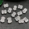 Link Bracelets 5PCS Natural Clear Quartz Twin Lotus Carving Fashion Shape Pendant For Making DIY Home Decoration Gift 7X16MM