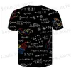 Męskie koszulki Nowe zabawne drukowanie T-shirt Math Formuła 3D drukowana Strtwear Mężczyźni i kobiety dla dzieci moda O-Neck Short Slve Digital Tops Unisex T240419