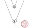 Naszyjnik designerski 925 Sterling Srebrne podwójne warstwy Łańcuch obojczyka CZ Loveheart Wiselant for Women Party Party Biżuteria Prezent 2572286506