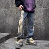 Heren jeans 2024 spodnie y2k streetwear stropdy dye vintage blauwe flaggy flare broek voor mannen kleren rechte oude denim broek Moda hombre