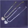 Ankletter 2024 Rhinestone Heart Pengdant Chain 14K Gold Luxury Armband på bentillbehör för kvinnor Party Fashion Jewelry Drop Delivery Ott0e
