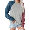 T-shirts pour femmes printemps d'été Femmes à chiens ronds patchwork T-shirt à manches longues T-shirt Polyester Tshirt grande taille Tops décontractés