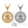 Hip Hop rotativo de dólar estadounidense colgante hombres dorado color de color ídelo de cristal colgante de rocas bling rapero bling jewerly 240323