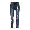 Lila Jeans Herren Jeans Designer Lila Marke Jeans Puppen Jeans Männer Frauen Distelte Hosen Schlanker Fit Motorradmänner gestapelt Jeans Loch Blue Jeans Mann Mode Kleidung