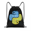 Sacs à provisions Custom Python Programmers T-shirt DrawString Men Femmes Programmation légère Développeur Codeur Sports Gym Rangement Backpack