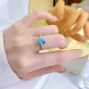 Anelli di nozze pubang gioielleria raffinata Real 925 Sterling Silver Heart Sapphire Blue Gem Creato Moissanit Diamond Ring for Women Regale Drop Shipping 240419