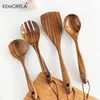 8pcs Ustensiles de cuisine en bois, y compris spatula Turner Ladle à fentes cuillères à cuillère à fentes de riz scoop skimmer 240418