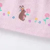 Girl's jurken Little Maven Girls Pink Beach Jurken Animal Rabbit Print kinderfeestjurken 2 jaar peuter baby Peter Pan Collar Feestelijke jurk D240423