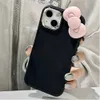 携帯電話ケースかわいい3Dピンクの弓ソフトシリコーン電話ケースiPhone 15 15 14 13 12 11 Pro Max X XRソリッドカラーショックキャップFunda J240418