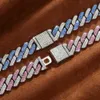 Boîte à chaîne boucle 15 mm Strip-Cubain Chain explosif Léger de mode luxe Full diamant multicolore Bracelet Collier accessoires D240419