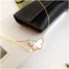 Collane a sospensione Vintage Lucky Necklace Designer Giallo Oro Giotto Plactato Madre di Pearl Butterfly Charm Choker a catena corta per Wome Otxkp