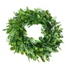 Decorative Flowers Artificial Garland Faux Eucalyptus Tree Simulation Green Leaf Wedding Wreath Plastic Decor Door Pendant Wall Ornament