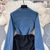Robes décontractées Foamlina coréen rétro Denim patchwork Robe féminine élégante Collier à manches longues à manches longues à manches longues