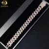 Nouveau design hip hop populaire spécial 16 mm Two Tone Sier mixte rose doré bracelet Moisanite Cuban Link